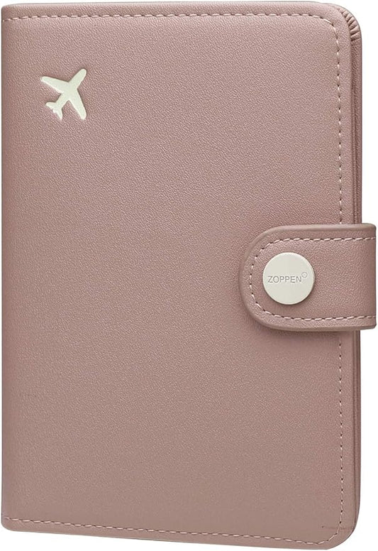ZOPPEN Passport Holder Women, Passport Cover Travel Wallet Rfid Blocking Passport Wallet Cover Case Travel Essentials Document Organizer, Dusty Pink