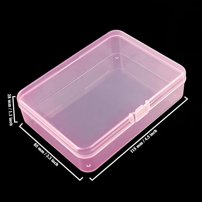 Goodma 8 Pieces Rectangular Plastic Boxes Empty Storage Organizer Containers with Hinged Lids for Small Items and Other Craft Projects (Pink, 4.5 x 3.3 x 1.1 inch)