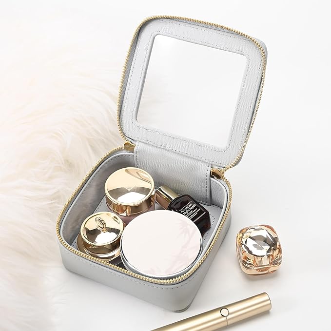 Aveniee Clear Makeup Bag Small, Mini Travel Toiletry Bag Cosmetic Bags Organizer, TSA Approved Clear Makeup Case Pouch with Zipper, Car Essentials for Women Men,Blue