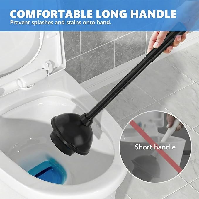Toilet Plunger with Holder, Plungers for Bathroom Heavy Duty for 5.3-inch Toilet Drain, Toilet Plunger and Holder Combo for Bathroom Cleaning (Style 1)
