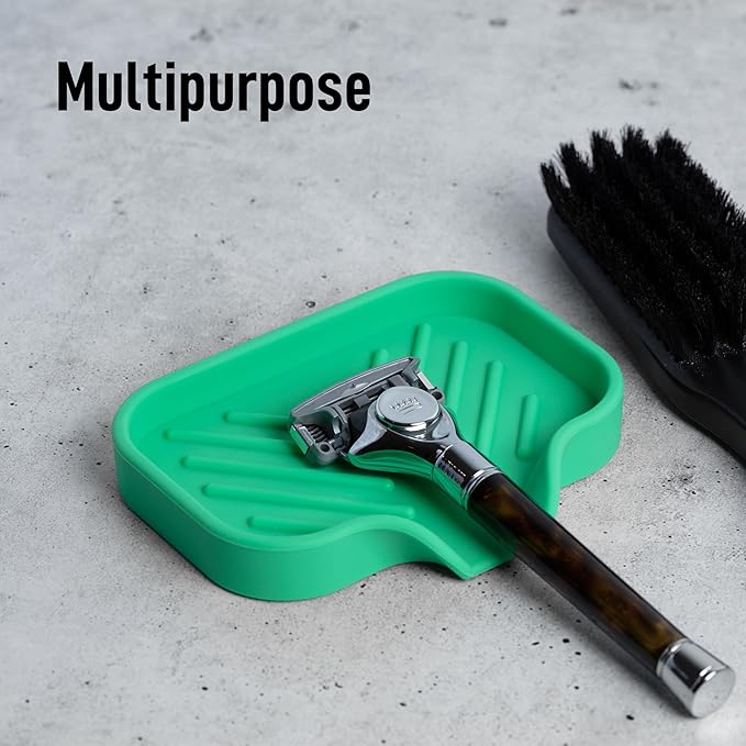 Zulay Kitchen Small Silicone Sponge Holder (4.9x3.3”) – Space-Saving Sink Organizer Tray for Sponge, Soap, Brush & More – Compact Non-Slip Dish for Kitchen & Bathroom (Carnival Glass)