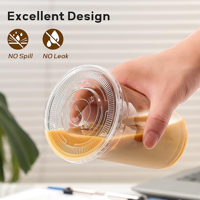 AOZITA 20 oz Plastic Cups with Lids and Straws, 50 Pack, Disposable Iced Coffee Cups with Lids for Cold Drinks, Iced Tea, Milkshakes, Smoothies - Durable & BPA Free