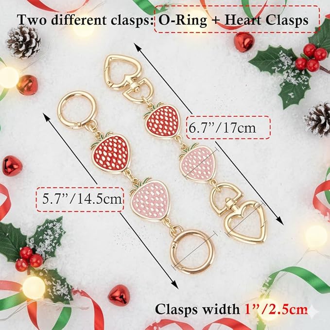 COICOIC Cute Strawberry Purse Strap Extender, 2 Pcs Strawberry Bag Chain Extender Accessory for Tabby Nolita Swinger Laurel Bag