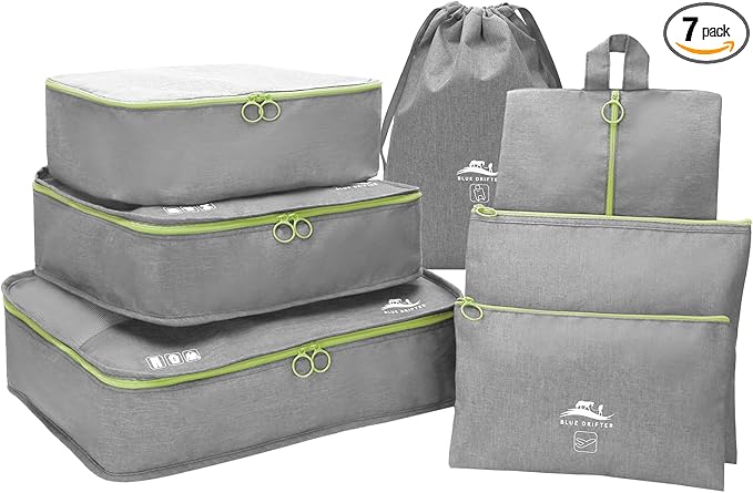 7 Set Packing Cubes for Suitcases Travel Luggage Packing Organizers,Travel Essentials Luggage Organizer Accessories Toiletry Bag Shoe Bag Laundry bag