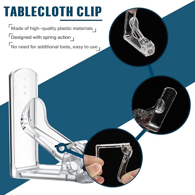 Jetec 36 Pieces Clear Tablecloth Clips Plastic Loaded Table Cover Holder Clamps Table Linen Clips for Christmas Birthday Camping Picnic Wedding Restaurant Outdoor Hosting Essentials