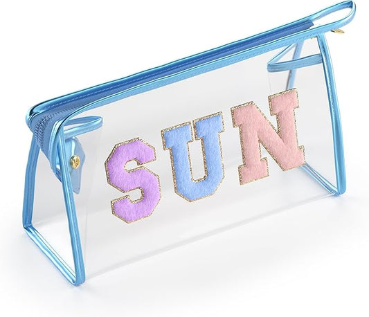 Embla Makeup and Lotion Bag - Waterproof Makeup and Sunscreen Pouch for Travel, Beach, Pool - Clear Zipper Pouch for Sunscreen and Cosmetics Storage, Durable Make Up Organizer for Beach Bag Essentials