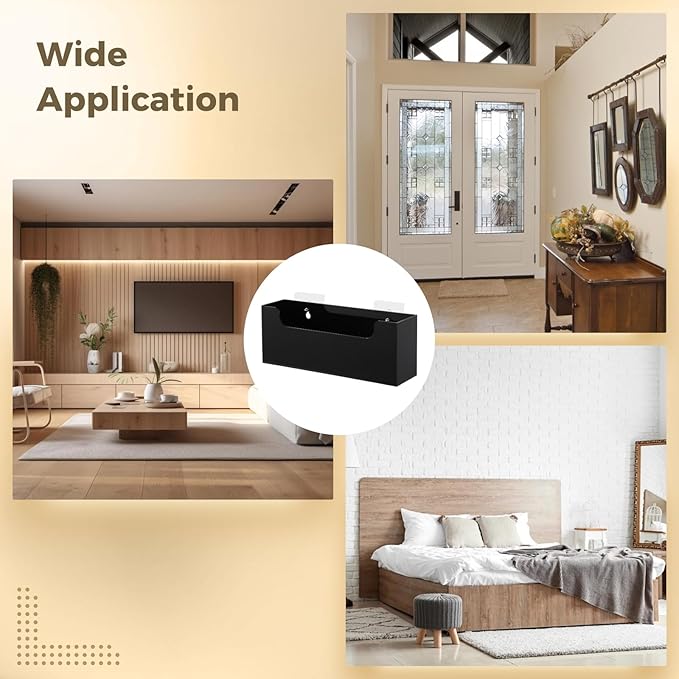 Homaisson Clear Acrylic Mail Holder Box for Desk or Wall Mount, Mail Organizer Countertop, Modern Wall Mounted or Tabletop Mailbox, Letter Storage Organizer Box (Black)