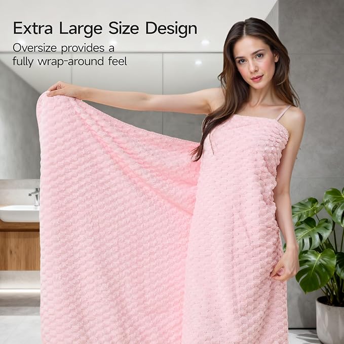 REDKISS Pink Microfiber Bath Towels Set of 6-35x70 Inches Oversized Bath Sheets, Extra Large Bath Towels Set of 6 for Adults, Super Soft Quick Dry Lint Free Absorbent Microfiber Shower Towels