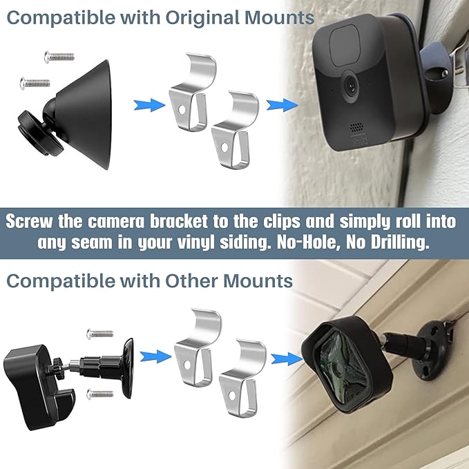 Antimbee Vinyl Siding Clips,20-Pack No-Hole Outdoor Camera Mount,Vinyl Siding Hanger for Blink, Arlo, Ring, No-Damage, No Drilling, Weatherproof-304 Stainless Steel Home Siding Hooks - New Upgrade
