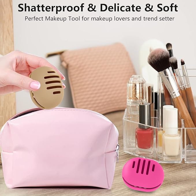 Makeup Sponge Holder,Double-sided Stripe Vented Silicone Beauty Blender Holder for Travel,Shatterproof Make Up Sponge Travel Case for All Sponges Sanitary Reuse Easy to Carry,Coffee