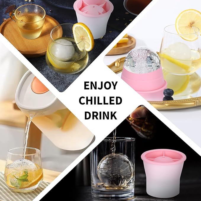 (Upgrade) Ice Molds 6 PCS, Silicone Sphere Ice Mold Maker, Stackable Easy Release Circle Ice Cube Mold with Lids, Spherical Ice Makers with Lids for Whiskey, Cocktails, Bourbon, and Drinks