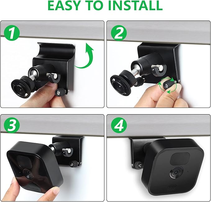 2Pack Vinyl Siding Mount for Blink Outdoor 2K+ / Outdoor 4 (4th Gen)/(3rd Gen), Blink XT / XT2 / Mini, Adjustable Mounting Bracket with Outdoor Vinyl Siding Clips Hooks