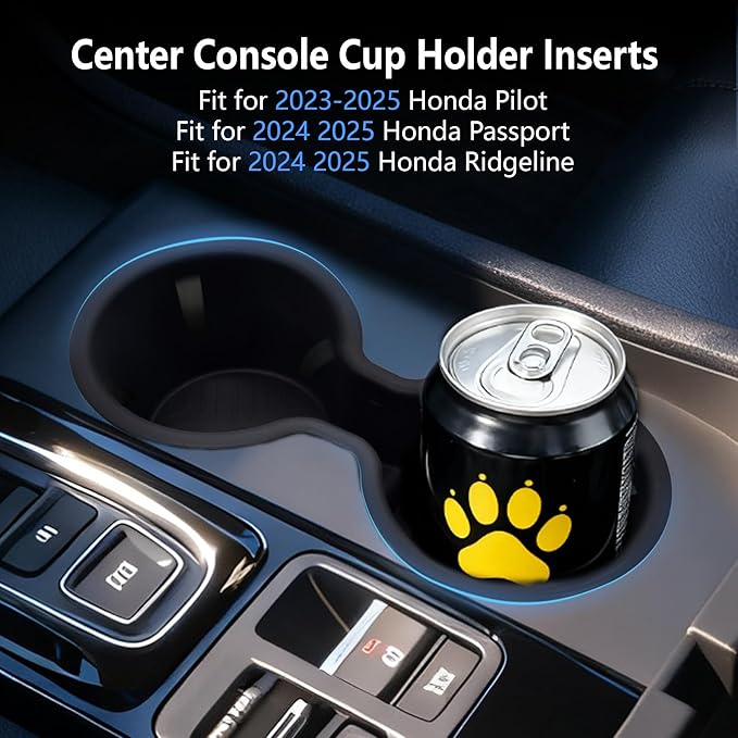 Cup Holder Inserts Compatible with Honda Pilot 2023-2025 2026 Accessories, Non-Slip TPE Center Console Cup Holder Protector Organizer for Honda Ridgeline&Passport 2024 2025 2026 Accessories