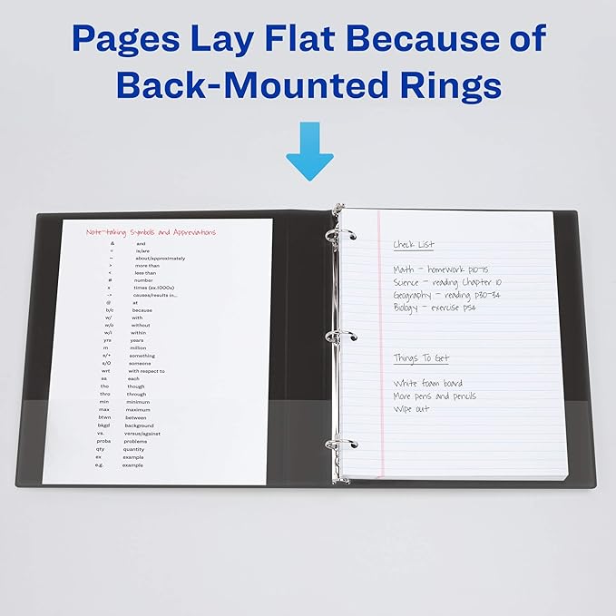 AVERY Mini Binder 2 Inch Round Rings Black | 5.5 x 8.5 Inch | Holds 375 Sheets | With Interior Pockets | Pack of 6
