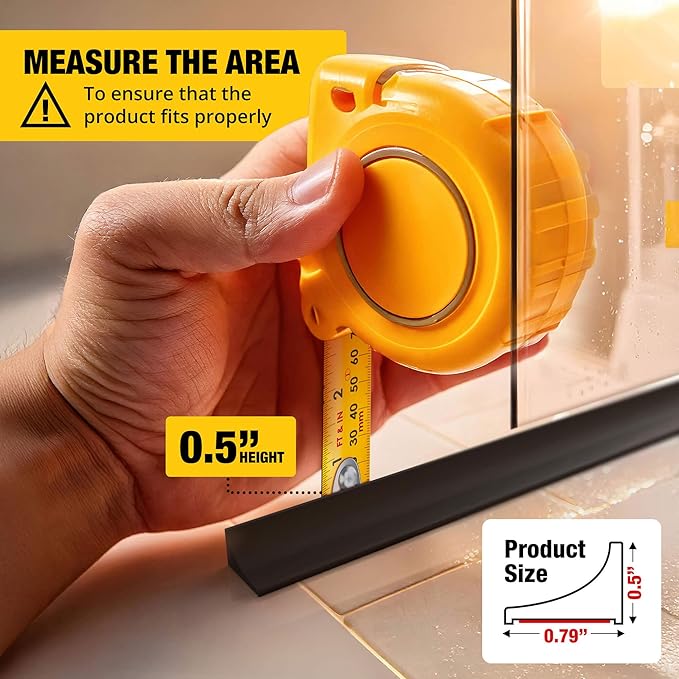 Shower Threshold Water Dam Barrier 39" - Black Collapsible Walk in Shower Water Guard - Door Bottom Seal Strip Leak Guard by Hippo Dam