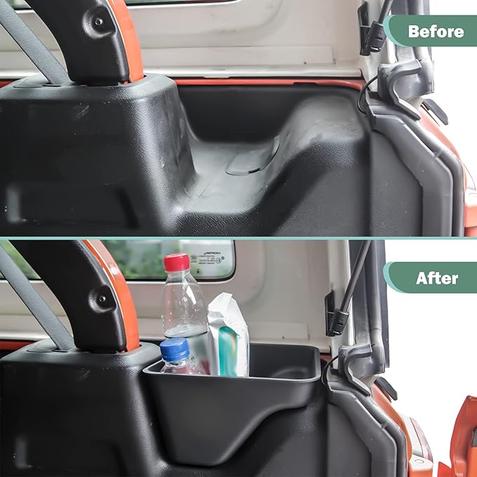 Phamyor Rear Trunk Storage Tray Organizer Wheel Well Storage Bin for 2018-2022 Jeep Wrangler JL JLU Interior Accessories, Rear Cargo Side Tray, Cargo Expansion Box, Bolting, Left & Right, Black