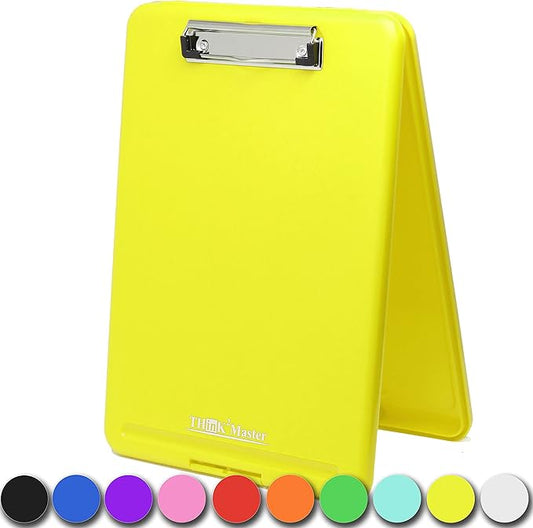 Think2Master Yellow Plastic Storage Clipboard. | 25% Heavier & 25% Sturdier| Heavy Duty and Won’t Flex or Bend Like Other Brands (Compare The Weight). Storage Compartment Holds 150 Letter Sized Paper.