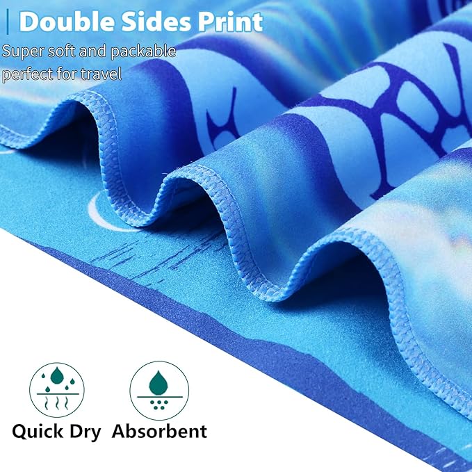 TwoYek 2 Pack Microfiber Thin Beach Towel Lightweight 71x32 Oversized Extra Large Sand Free Towels Quick Dry for Travel Pool Yoga Gym Sports Beach Accessories Vacation Essential Gift