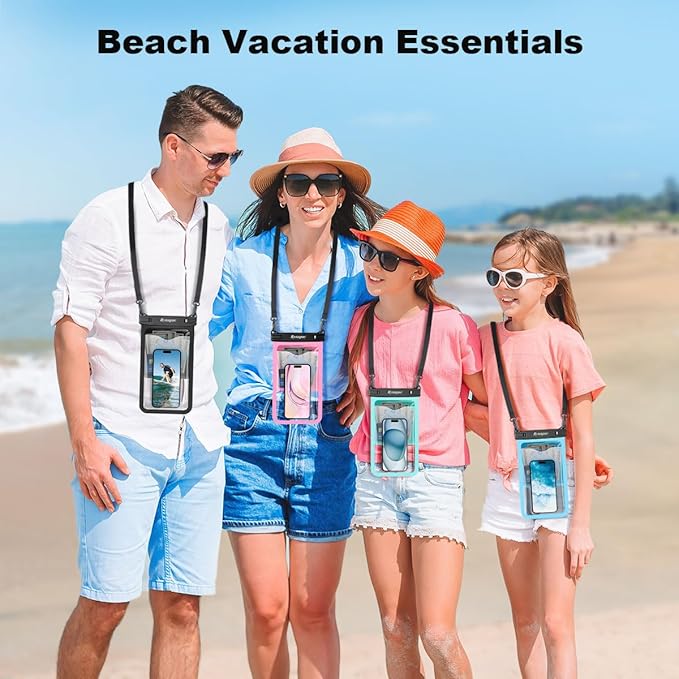 2 Pack Waterproof Phone Pouch - 10in Waterproof Phone Case with Lanyard, IPX8 Cell Phone Dry Bag Beach Cruise Ship Essentials for iPhone 17 16 15 Pro Max, Galaxy S25 S24 Ultra