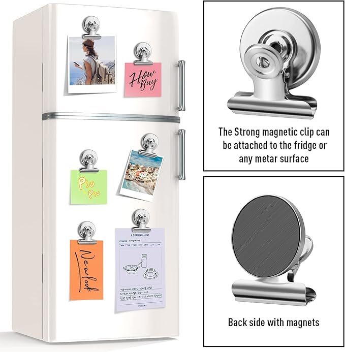 FINDMAG 20 Pack Magnetic Clips Fridge Magnets, Heavy Duty Refrigerator Magnet Clips Whiteboard Magnet, Strong Clips Magnets Christmas Light Clips for Fridge, Whiteboard, Kitchen, Office