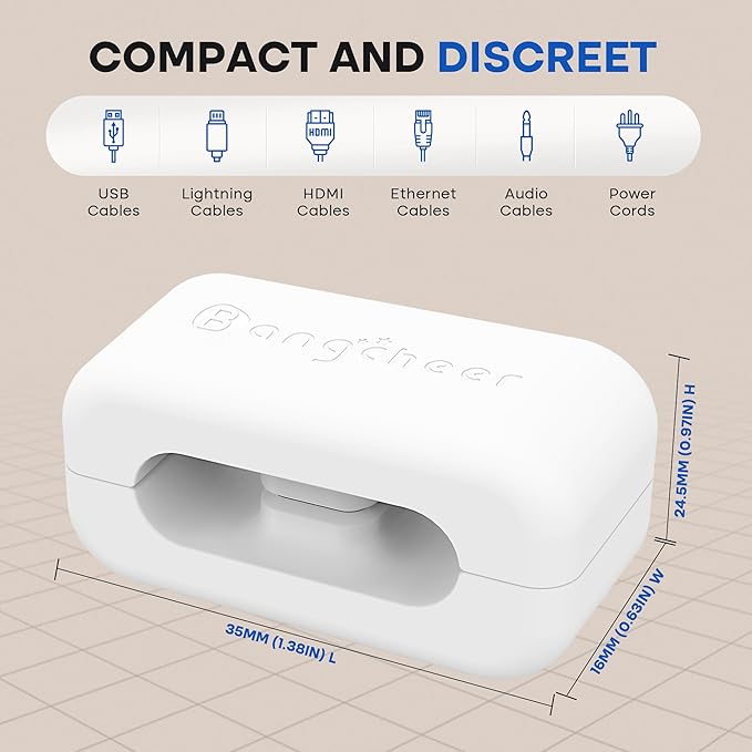 8 Pack Dual-Slot Silicone Cord Cable Clips with Strong Nano Adhesive Cable Organizer Press-to-Lock Design Desktop Wire Management for Home, Office, Car, Desk, Nightstand (White-8Pack)