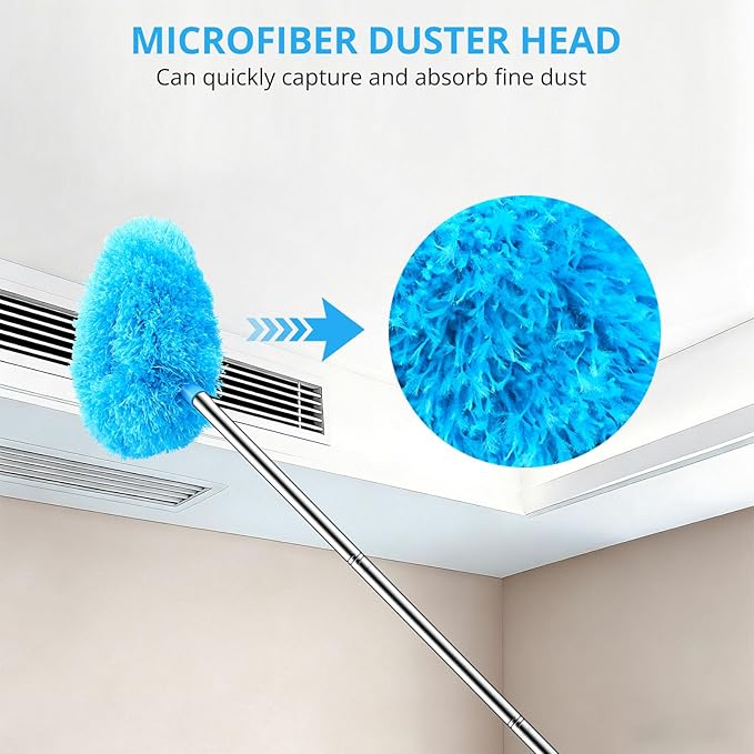 SetSail Ceiling Fan Cleaner Duster, Microfiber Ceiling Fan Duster with Extension Pole 13 to 47 Inch Washable Ceiling Fan Blade Dusters for Cleaning