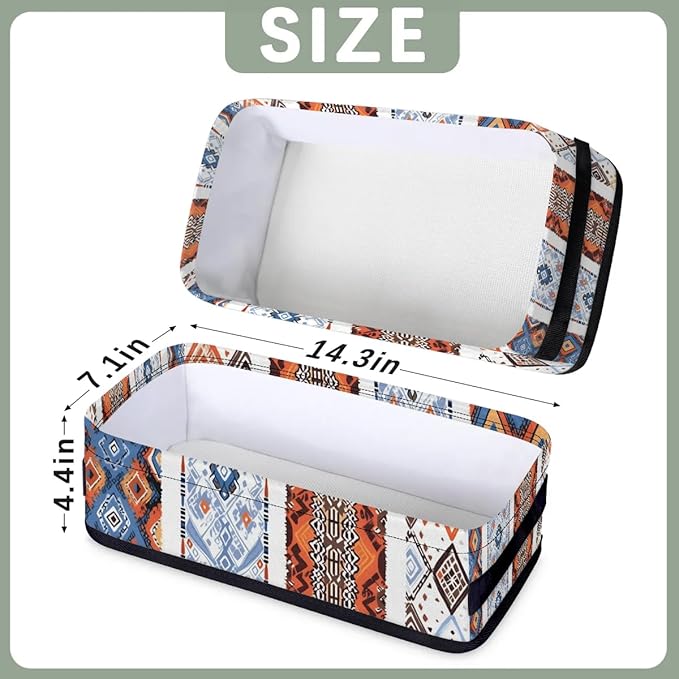 Western Tribal Small Bathroom Baskets for Toilet,Foldable Toilet Paper Tank Basket Organizer for Towels Storage Decorative Open Storage Bins for Home,Closet,Containers,Cabinet