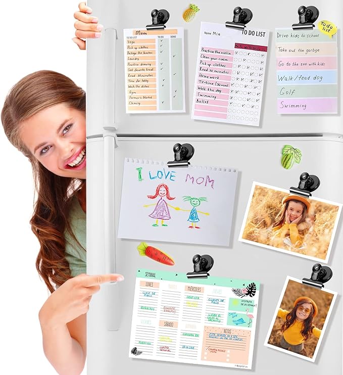 VNDUEEY 22 Pack Black Magnetic Clips for Whiteboard, Refrigerator Magnets Fridge Magnets, Magnet Clips for Home Kitchen & Office Organizing, Magnetic Paper Clip Holder