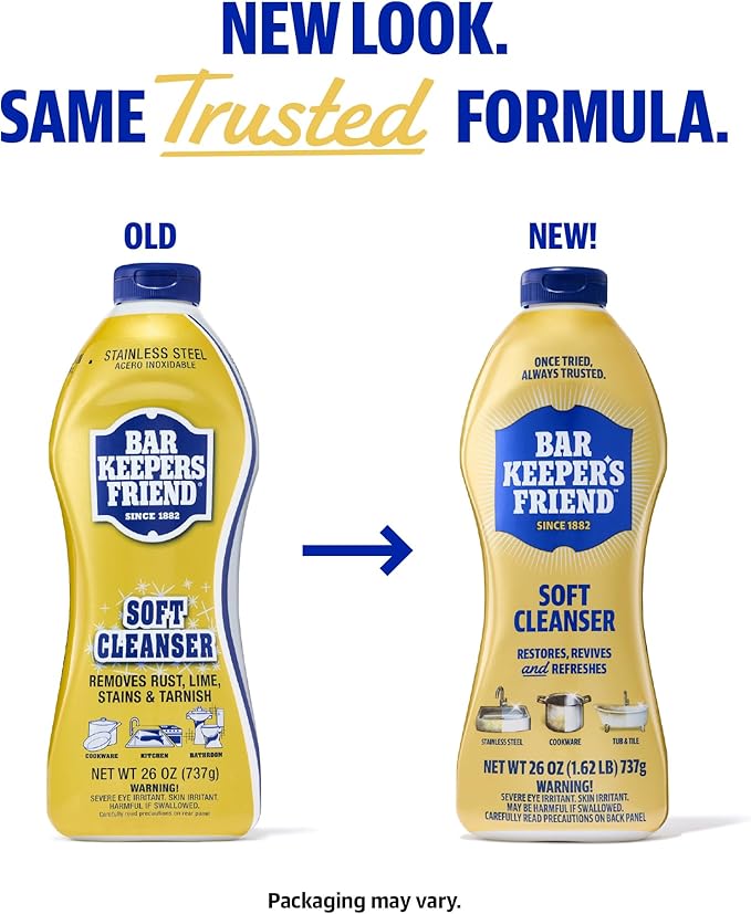 Bar Keepers Friend Soft Cleanser Liquid, 26 oz x 2, Multipurpose Surface Cleaner for Rust Stains, Soap Scum & Grease from Stainless Steel & More