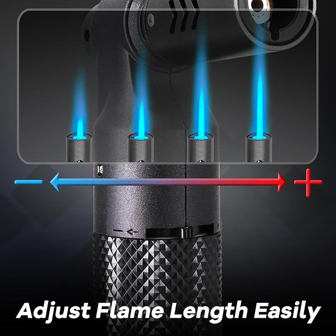 Luxgaze Butane Torch Kitchen Torch Lighter Refillable Big Jet Flame Mini Blow Torch Portable Crème Brulee Torch for Camping Grill Culinary Soldering Cooking Welding BBQ(Gas not Included) Black