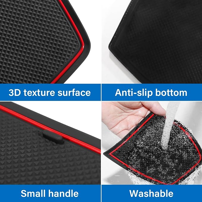 for 2024 2025 2026 Chevy Trax Accessories - for 2024 2025 2026 Chevrolet Trax (LS,1RS,LT,2RS,ACTIV) Cup Holder Inserts Door Slot Mat Compartment Center Console Liners (14 Pcs, Red Trim)