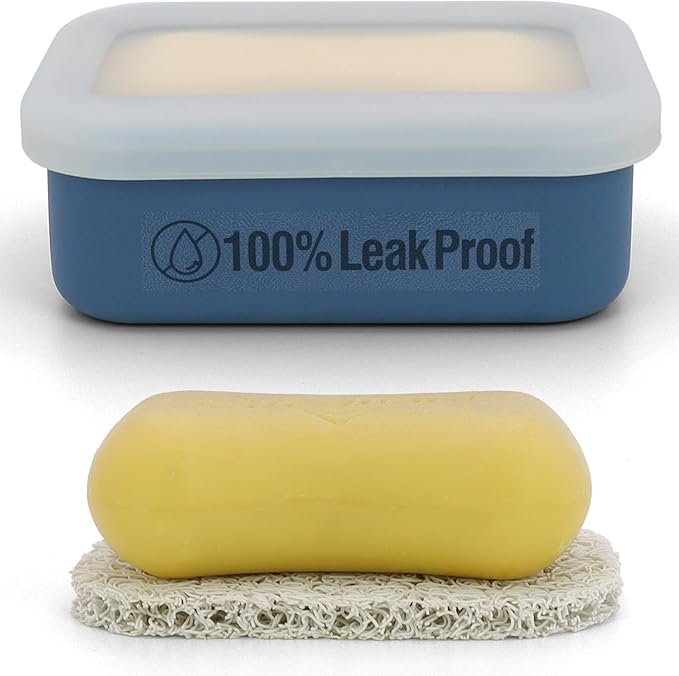 Compact Leakproof Silicone Travel Soap Case, Portable Soap Container with Drainage Layer - 2026 Travel Essentials for Camping, Gym & Shower (Blue)