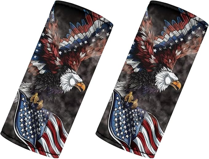 KUIFORTI 4th of July Flag Luggage Handle Wrap Grip for Suitcase, 2 Pack Eagle Luggage Grip Wraps Suitcase Identifiers Comfortable Trolley Case Grip Cover