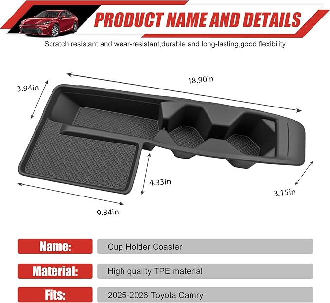 Cup Holder Coaster Fit for 2025-2026 Toyota Camry Accessories Wireless Charging Pad Mat Cup Holder Pad Liner Inserts Interior CupHolder Liner for Toyota Camry(for Camry)
