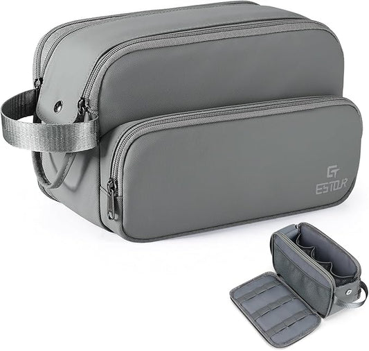 Toiletry Bag for Men, Travel Essentials Travel Toiletry Bag, Water-Resistant Compact Bathroom Roll Organizer for Hygiene, Shaving kit, Gifts for men (9 Gray(Upgraded Polyster))