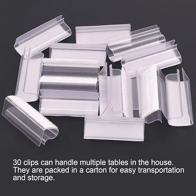 Glarks 30 Pack Rectangular Shape Plastic Table Cover Clips Tablecloth Clips Table Skirting Clips with Hook and Loop for 3/4 to 1 inch Table for Indoor Outdoor Wedding Party Picnic Events