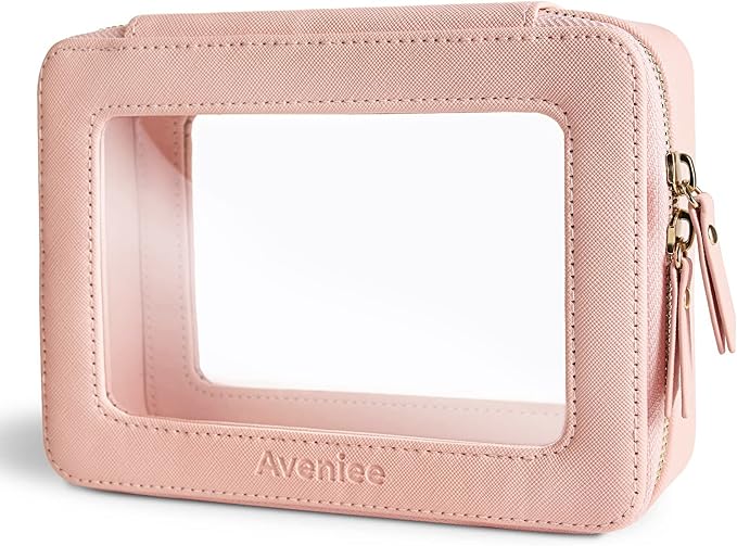 Aveniee Clear Makeup Bag Organizer,Large Travel Toiletry Bag for Women, Waterproof Cosmetic Pouch with Zippers,Car Organizers and Storage Case for Accessories,Pink