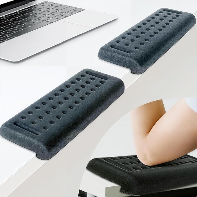 2-Piece L-Shaped Desk Edge Cushion,Memory Foam Elbow Pad & Wrist Rest,Non-Slip Ergonomic Design for Comfortable Typing & Elbow Pain Relief,Ideal for Office, Gaming,Home Use (Black)
