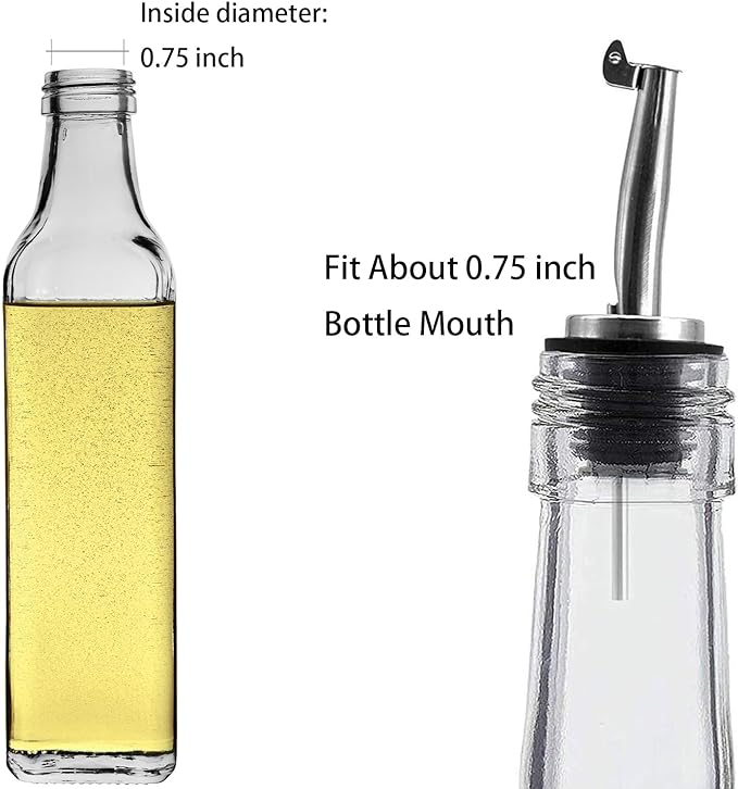 6 Pcs Oil Spout Liquor Bottle Pourer Spouts Stainless Steel Speed Pour Spouts for Olive Oil Dispenser Spout for About 3/4" Bottle Mouth, with Flip Top