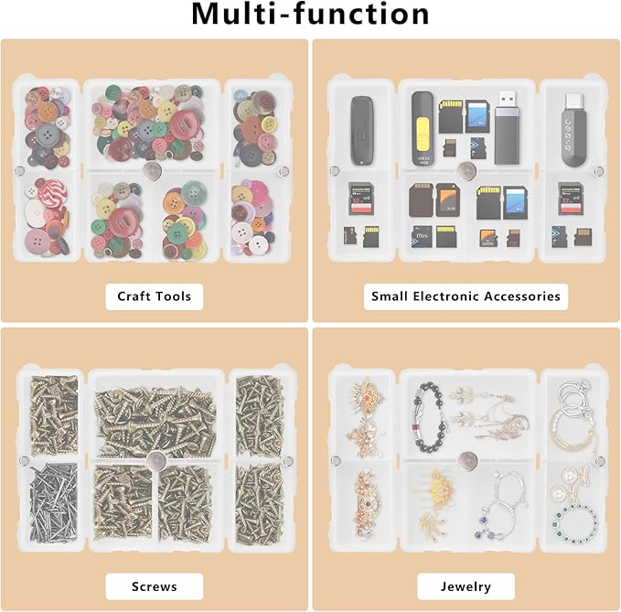 FYY 2 Pcs Daily Pill Organizer, 7 Compartments Portable Pill Case Travel Pill Organizer,[Folding Design] Pill Box for Purse Pocket to Hold Vitamins,Cod Liver Oil,Supplements and Medication-Clear