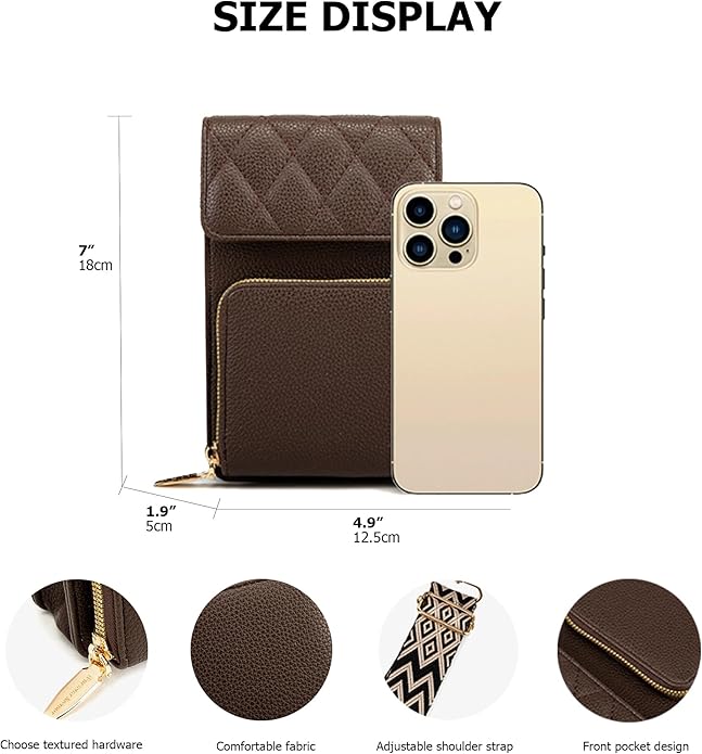 myfriday Small Leather Crossbody Bag for Women with Guitar Strap Mini Crossover Bags & Shoulder Purses with 2 Card Slots
