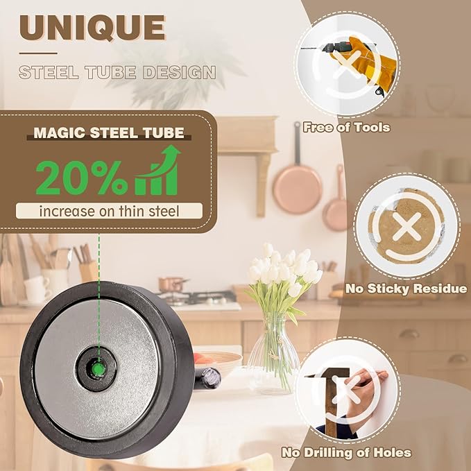 Neosmuk Magnetic Hooks, Cruise Ship Essentials, 80lb+ Heavy Duty Magnetic Hooks for Cruise Cabins, Refrigerator, Grill, Hanging, and Travel | Extra Strong Must-Haves Magnet Hook,Grey, 5 Pack