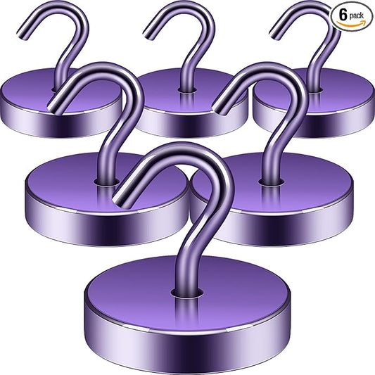 Neosmuk Magnetic Hooks, Cruise Ship Essentials, 100lb+ Heavy Duty Magnetic Hooks for Cruise Cabins, Refrigerator, Grill, Hanging, and Travel | Extra Strong Must-Have Magnet Hook, Purple