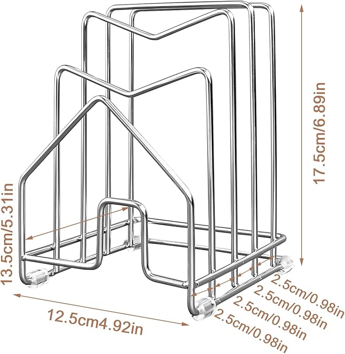 2 Pack Pot Lid Organizer Cutting Board Holder Inside Cabinet 304 Stainless Steel Pots and Pan Organizer Under Cabinet Pot Cover Cookie Sheet Bakeware Serving Tray Cooling Rack Stand Kitchen Countertop