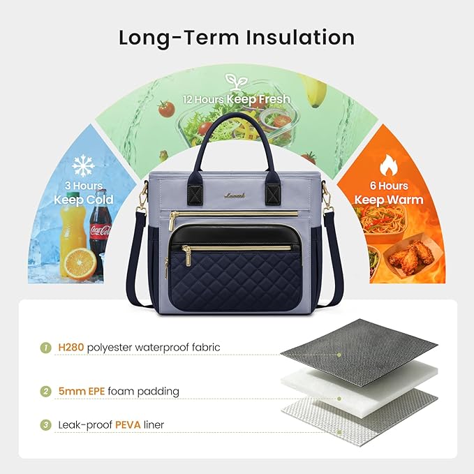 LOVEVOOK Insulated Lunch Bag Women,Wide Opening Adult Lunch Box Women with Cup Holder,Large Leakproof Cooler Bag for Work Picnic Beach Family College Mom,Lunch Teacher Breast Pump Diaper Tote Bag