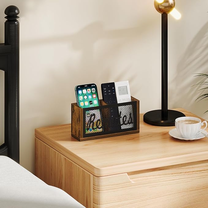 YINMIT Remote Control Holder Wall Mount, TV Remote Holder for Wall, Remote Caddy for Table, Remote Organizer Divided Storage Box for Wall, Table, Living Room, Bedroom