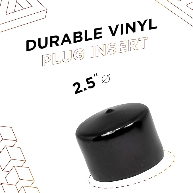Prescott Plastics 2 1/2” (63.5mm) Outer Diameter Flexible Plastic Hole Caps, Round Black Metal Tubing End Caps, Strong Furniture Leg Inserts, Impact & Weather Resistant, Made in The USA - 10 Pack