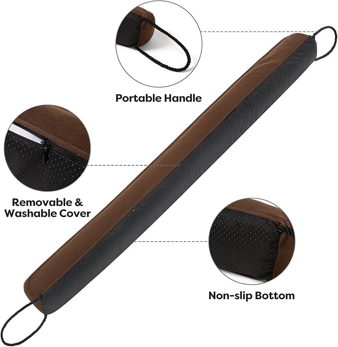 Comfyanno 36” Weighted Under Door Draft Stopper, Fits Front, Bedroom, Interior Door, Easy to Install, Block Cold Air Draft from Bottom Door, 2.2lb, Fits Door Gap up to 3”, Brown