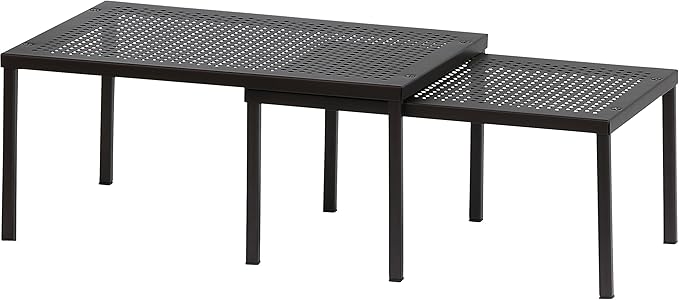 Simple Houseware Metal Top Expandable Stackable Kitchen Cabinet and Counter Shelf Organizer, Bronze