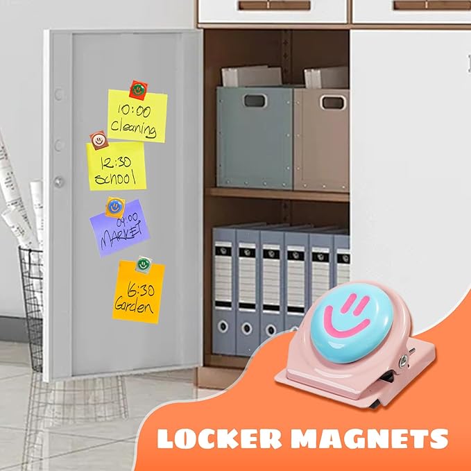 8Pcs Colorful Magnetic Clips – Palette Happy Face Fridge Magnets Set for Artwork Display, Whiteboard, Locker & Family Organization